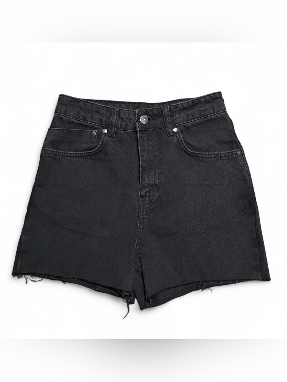 Black distressed ragged jeans denim High-Rise Women’s Shorts